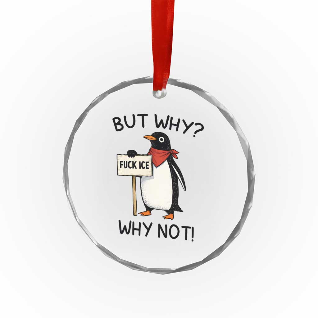 Fck ICE Crystal Glass Ornament Nihilist Penguin Anti-Government Meme