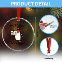 Fck ICE Crystal Glass Ornament Nihilist Penguin Anti-Government Meme