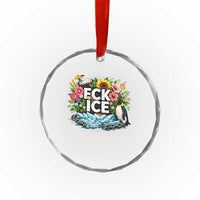 Fck Ice Crystal Glass Ornament Retro Floral FDT Protest Satirical Graphic