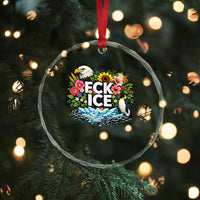 Fck Ice Crystal Glass Ornament Retro Floral FDT Protest Satirical Graphic