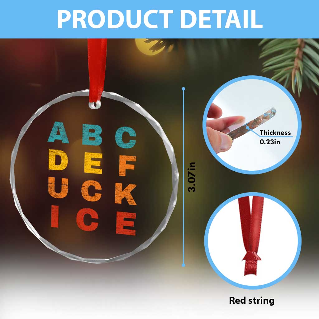 Fck Ice Crystal Glass Ornament Retro Protest Chinga La Migra Subtle FDT