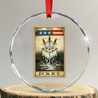 Fck Ice Crystal Glass Ornament Retro Tarot Card FDT Protest Satirical Graphic