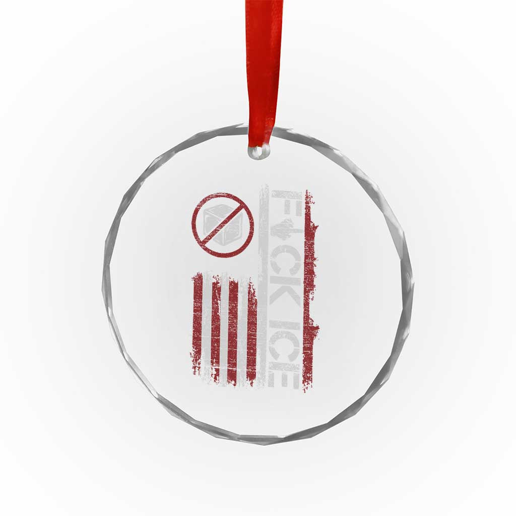 Fck Ice Crystal Glass Ornament Retro US Flag Subtle FDT Protest