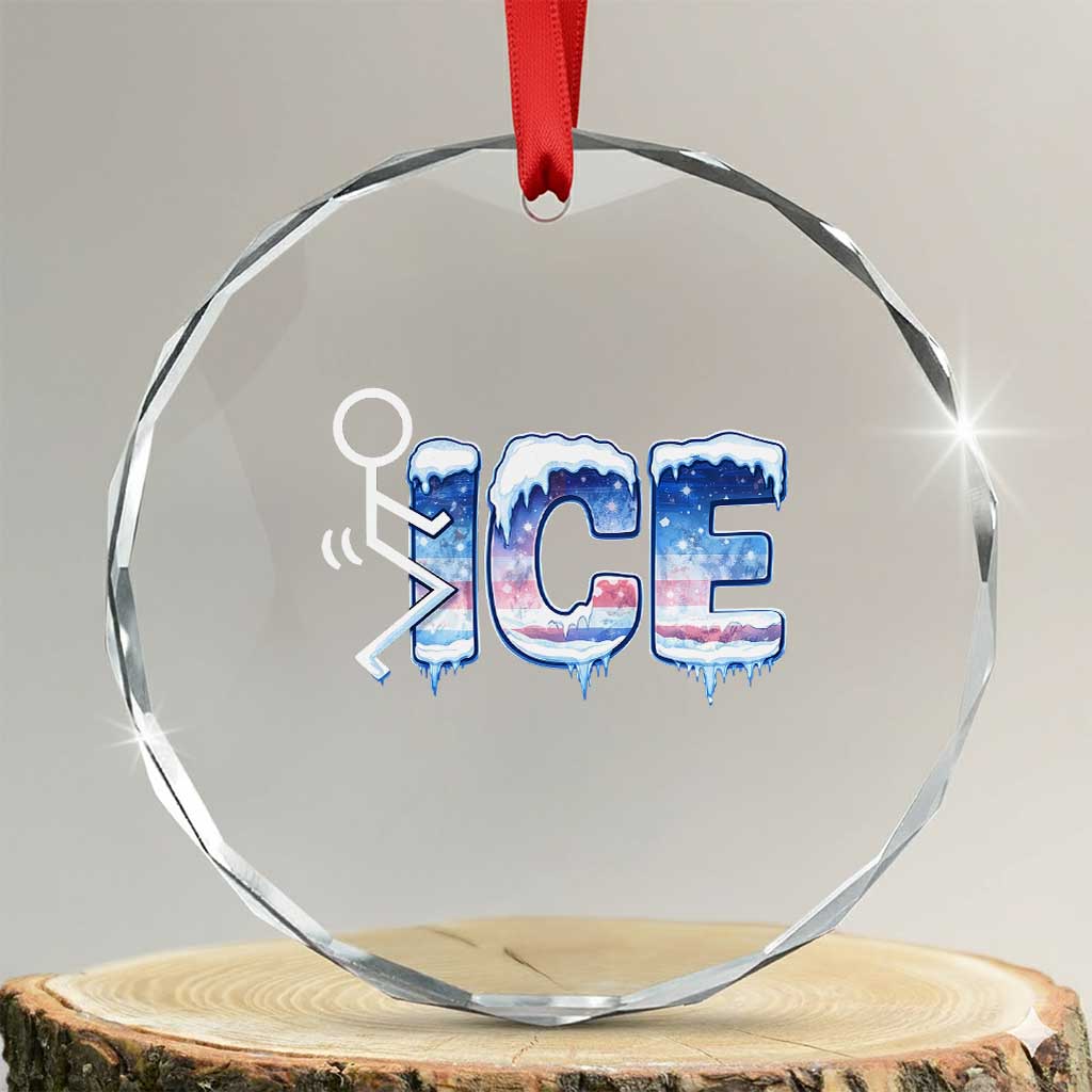 Fck Ice Crystal Glass Ornament Sarcastic Immigration Protest