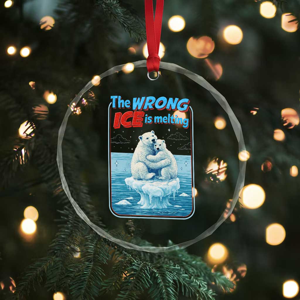 Fck Ice Crystal Glass Ornament The Wrong Ice Is Melting Polar Bear Social Justice