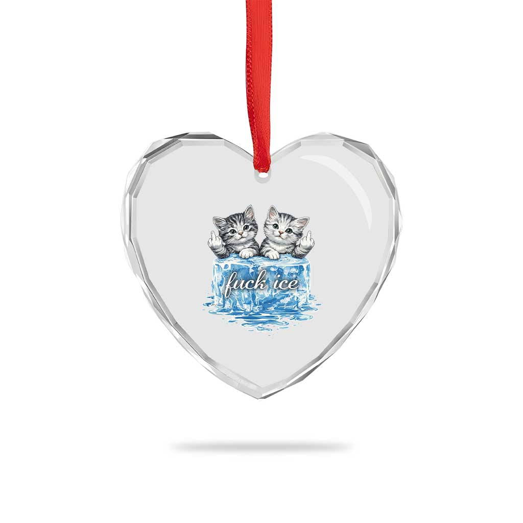 Fck Ice Heart Crystal Glass Ornament Cute Cat Melting Ice Pro Immigrant