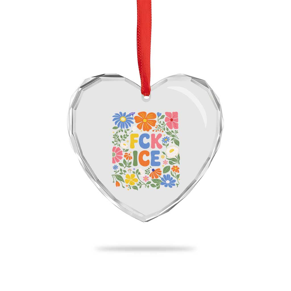 Fck Ice Heart Crystal Glass Ornament Funny Boho Floral Resist Retro Pro Immigration