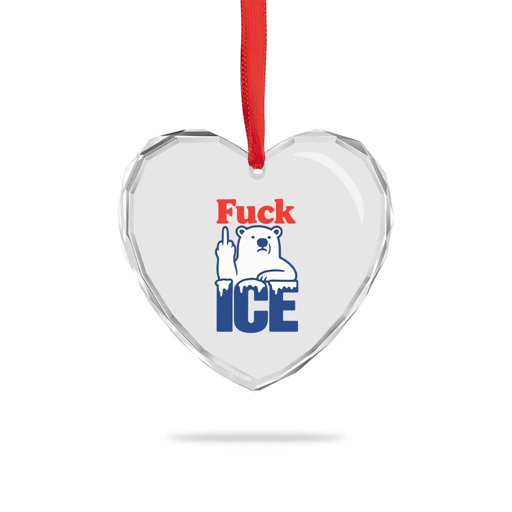 Fck Ice Heart Crystal Glass Ornament Get The Fck Out Of Minneapolis Polar Bear