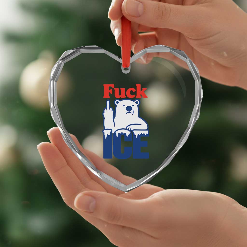 Fck Ice Heart Crystal Glass Ornament Get The Fck Out Of Minneapolis Polar Bear