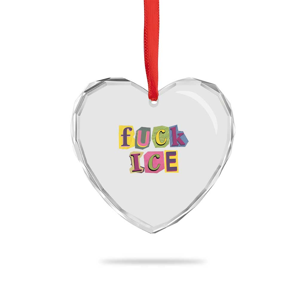 Fck Ice Heart Crystal Glass Ornament Immigration Activist Magazine Cutout Paper Graphic