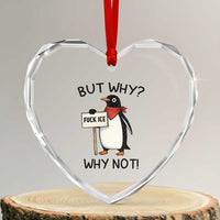 Fck ICE Heart Crystal Glass Ornament Nihilist Penguin Anti-Government Meme
