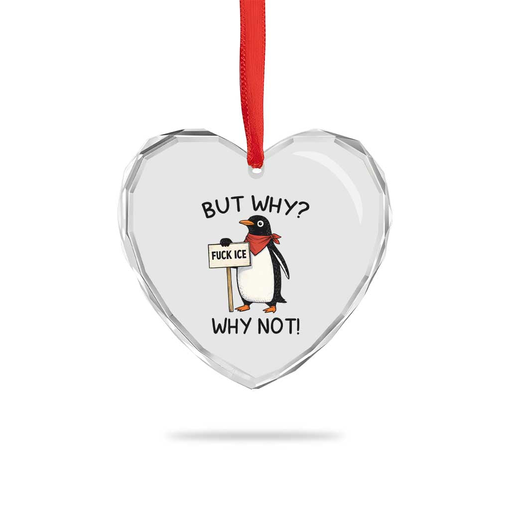 Fck ICE Heart Crystal Glass Ornament Nihilist Penguin Anti-Government Meme