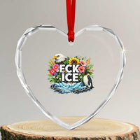 Fck Ice Heart Crystal Glass Ornament Retro Floral FDT Protest Satirical Graphic