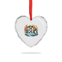 Fck Ice Heart Crystal Glass Ornament Retro Floral FDT Protest Satirical Graphic