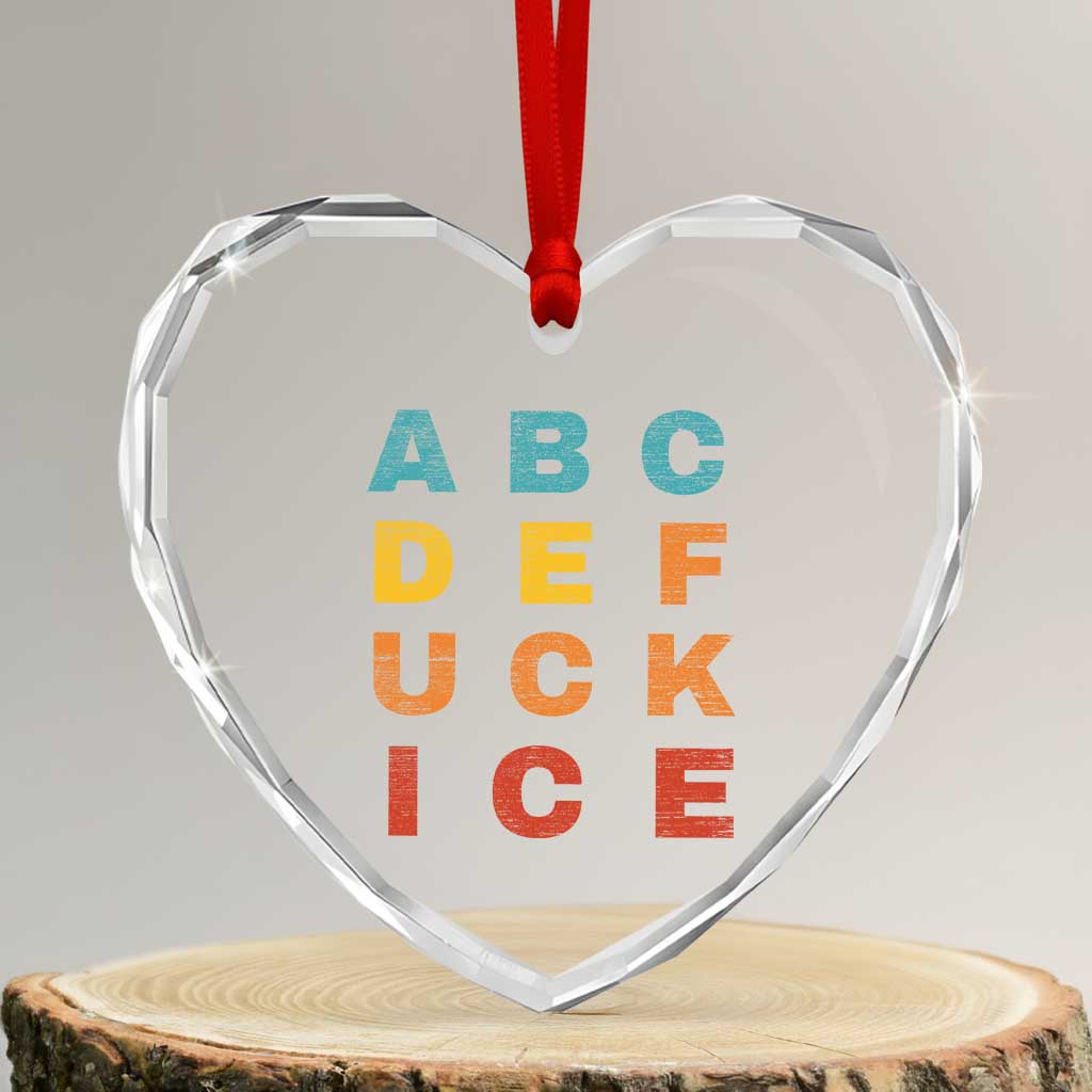 Fck Ice Heart Crystal Glass Ornament Retro Protest Chinga La Migra Subtle FDT