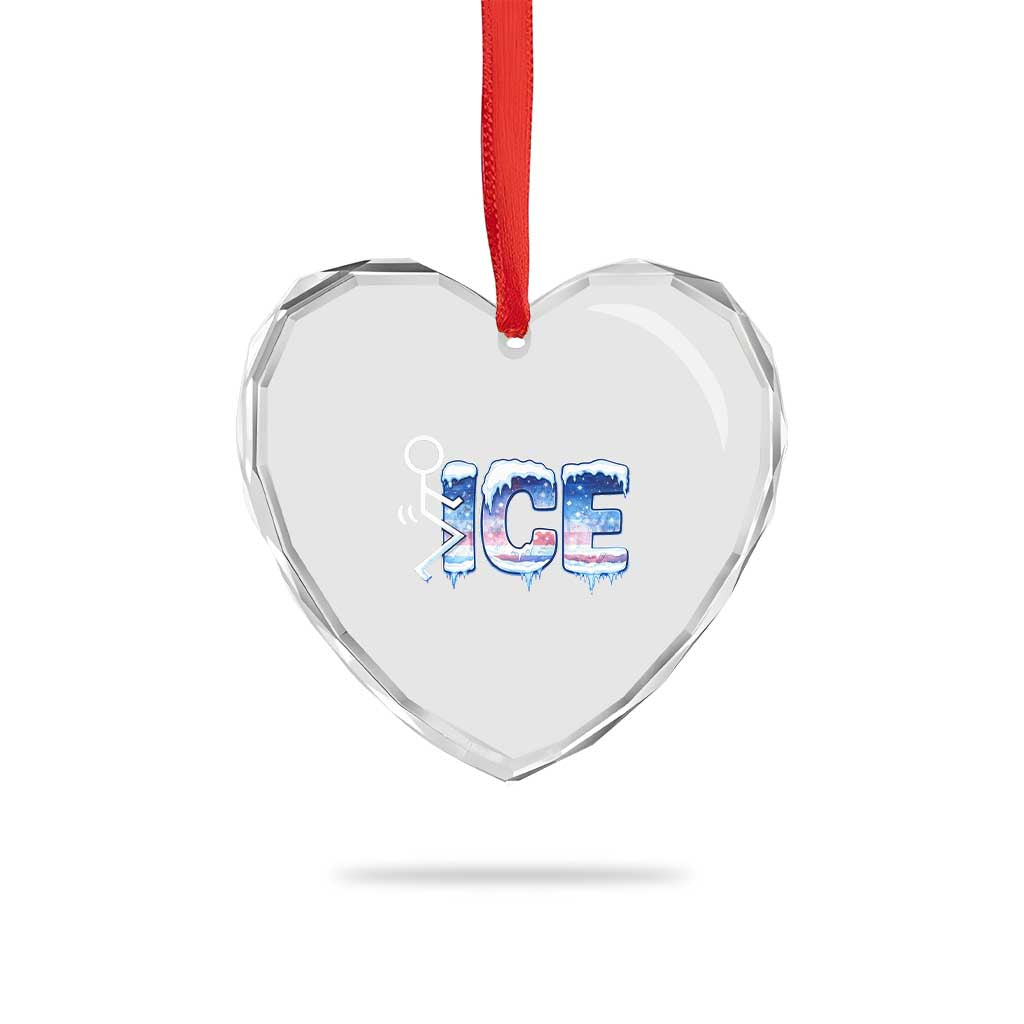 Fck Ice Heart Crystal Glass Ornament Sarcastic Immigration Protest