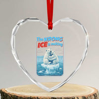 Fck Ice Heart Crystal Glass Ornament The Wrong Ice Is Melting Polar Bear Social Justice