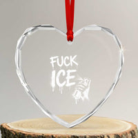 Fck Ice Heart Crystal Glass Ornament Vintage Graffiti No Human is Illegal