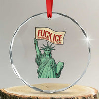 Fck Ice No Human Is Illegal Crystal Glass Ornament Statue of Liberty Anti ICE Immigration Human Rights Protest