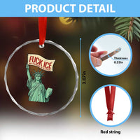 Fck Ice No Human Is Illegal Crystal Glass Ornament Statue of Liberty Anti ICE Immigration Human Rights Protest