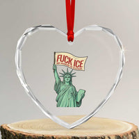 Fck Ice No Human Is Illegal Heart Crystal Glass Ornament Statue of Liberty Anti ICE Immigration Human Rights Protest