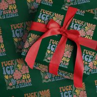 Fck Ice No Human Is Illegal Wrapping Paper Roll Immigration Rights Protest Rertro Floral