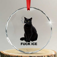 Fck Ice Smoking Cat Crystal Glass Ornament Subtle FDT Black Cat Meme
