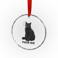 Fck Ice Smoking Cat Crystal Glass Ornament Subtle FDT Black Cat Meme