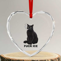 Fck Ice Smoking Cat Heart Crystal Glass Ornament Subtle FDT Black Cat Meme