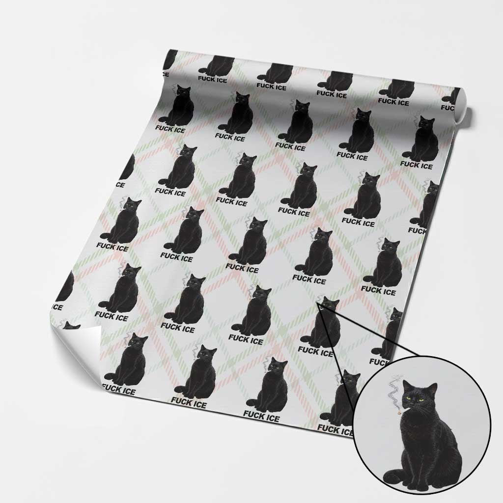 Fck Ice Smoking Cat Wrapping Paper Roll Subtle FDT Black Cat Meme