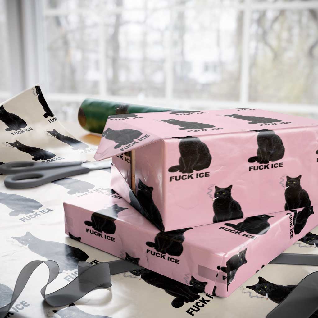 Fck Ice Smoking Cat Wrapping Paper Roll Subtle FDT Black Cat Meme
