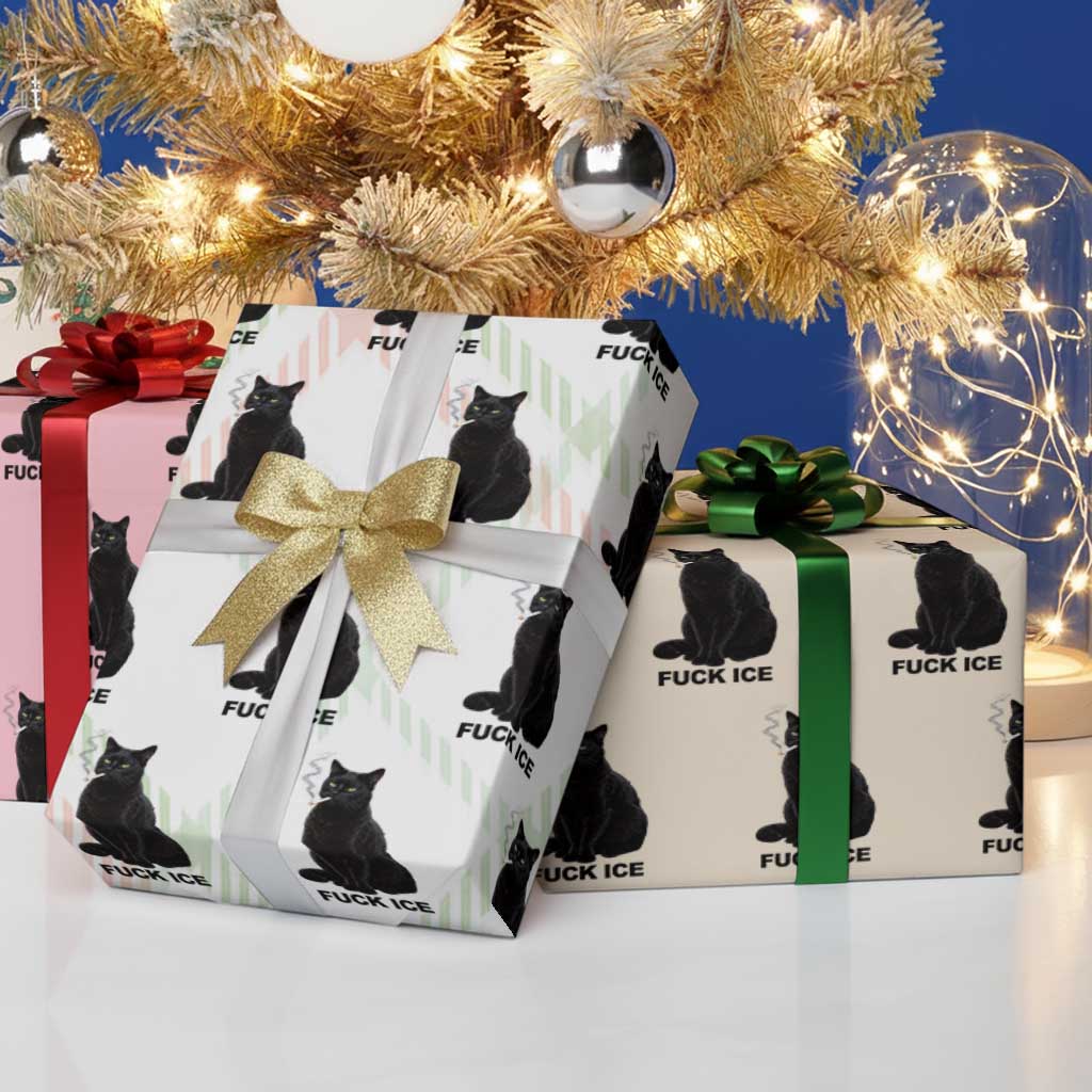 Fck Ice Smoking Cat Wrapping Paper Roll Subtle FDT Black Cat Meme