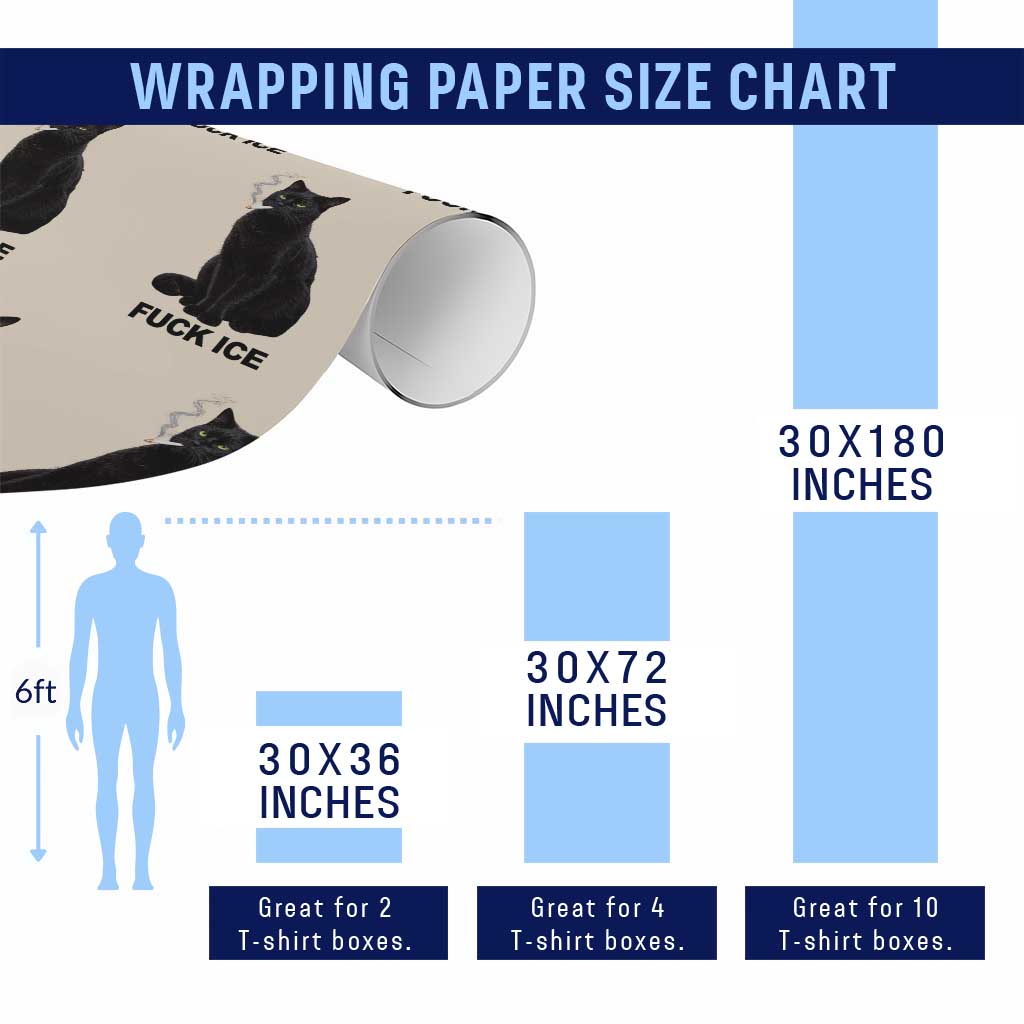 Fck Ice Smoking Cat Wrapping Paper Roll Subtle FDT Black Cat Meme