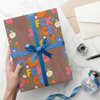 Fck Ice Wrapping Paper Roll Funny Boho Floral Resist Retro Pro Immigration