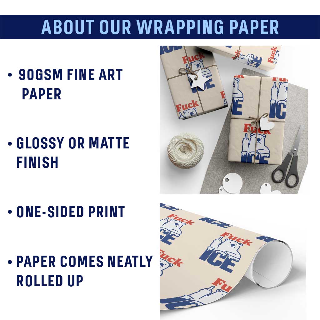 Fck Ice Wrapping Paper Roll Get The Fck Out Of Minneapolis Polar Bear