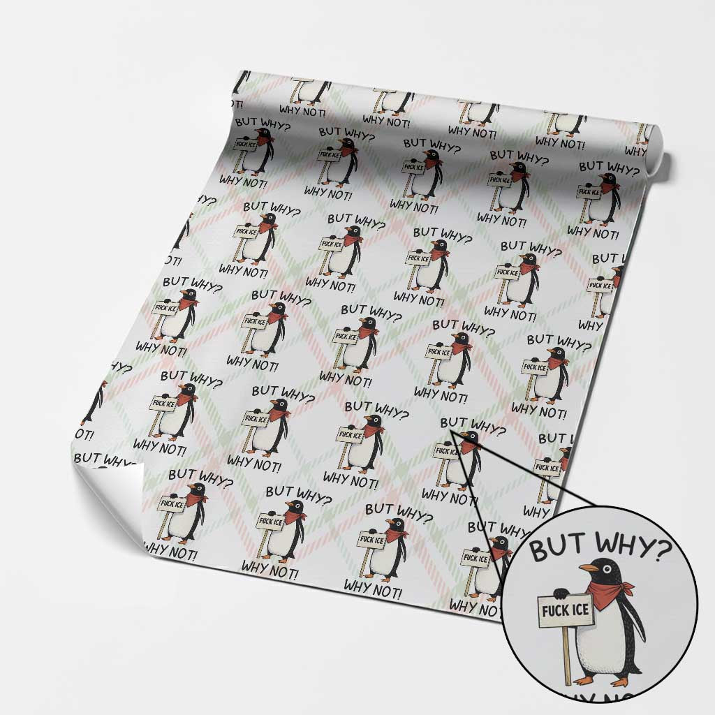 Fck ICE Wrapping Paper Roll Nihilist Penguin Anti-Government Meme