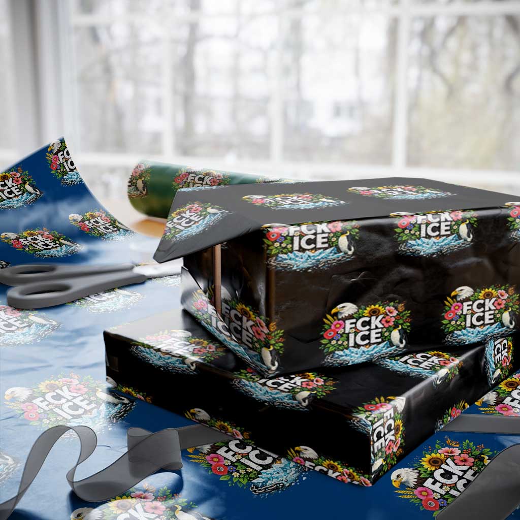 Fck Ice Wrapping Paper Roll Retro Floral FDT Protest Satirical Graphic