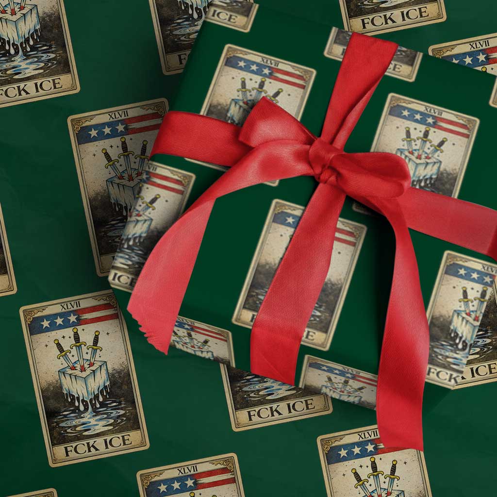 Fck Ice Wrapping Paper Roll Retro Tarot Card FDT Protest Satirical Graphic