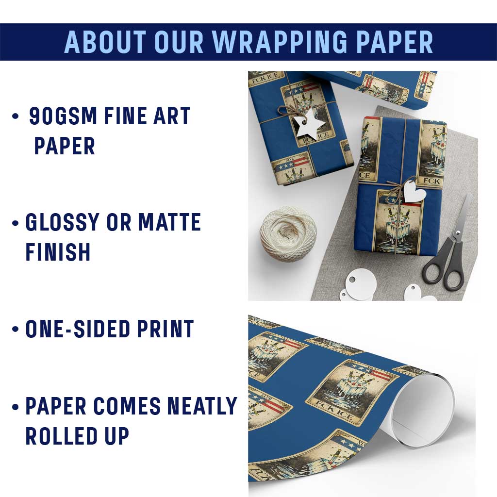 Fck Ice Wrapping Paper Roll Retro Tarot Card FDT Protest Satirical Graphic