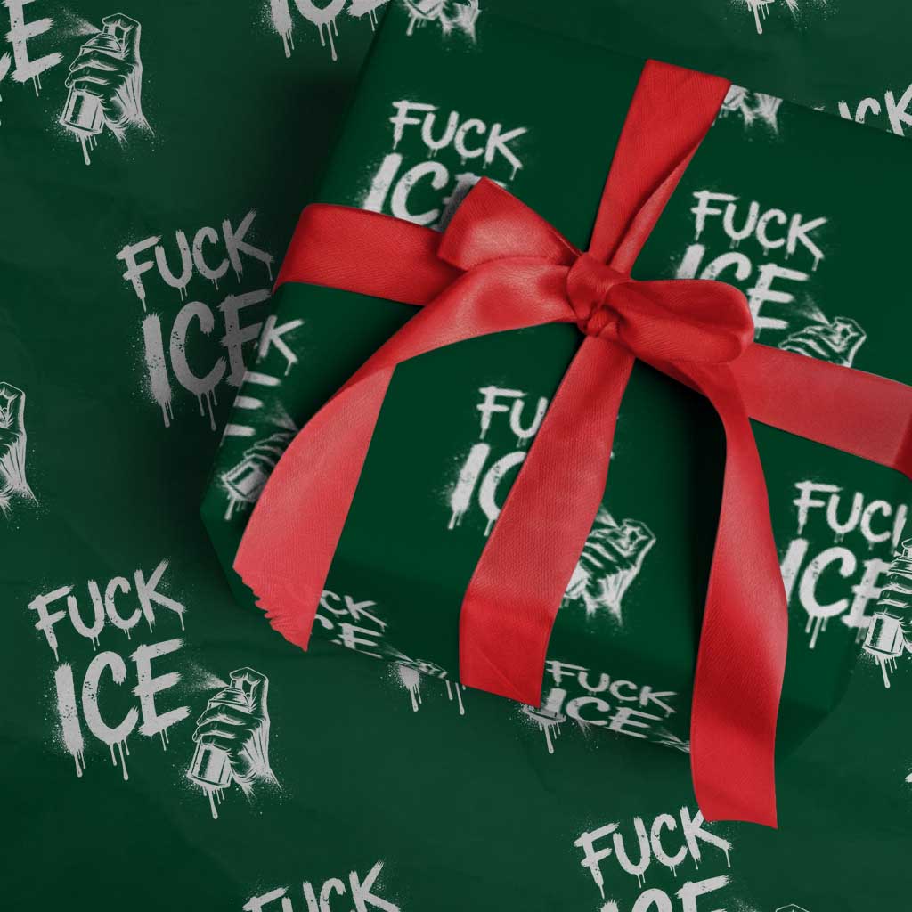 Fck Ice Wrapping Paper Roll Vintage Graffiti No Human is Illegal