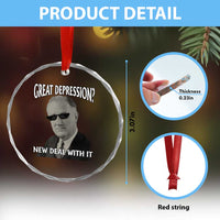 FDR Great Depression Deal With It Crystal Glass Ornament Funny History Meme