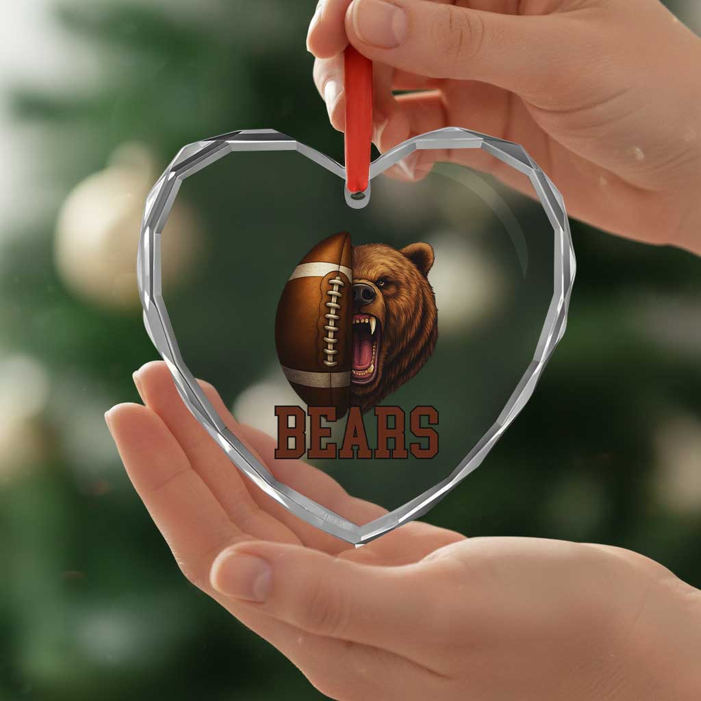 Fear The Bear Football Heart Crystal Glass Ornament Game Day Sports Fan Gift - Wonder Print Shop