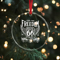 Feel The Freedom Route Highway 66 Crystal Glass Ornament 100th Anniversary Biker Road Trip Graphic