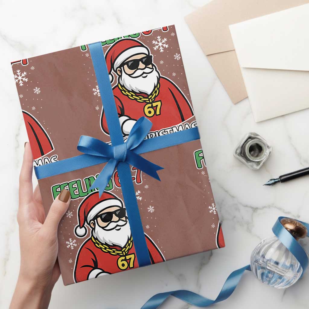 Feeling 67 This Christmas Wrapping Paper Roll Funny Cool Santa Six Seven Meme Holiday - Wonder Print Shop