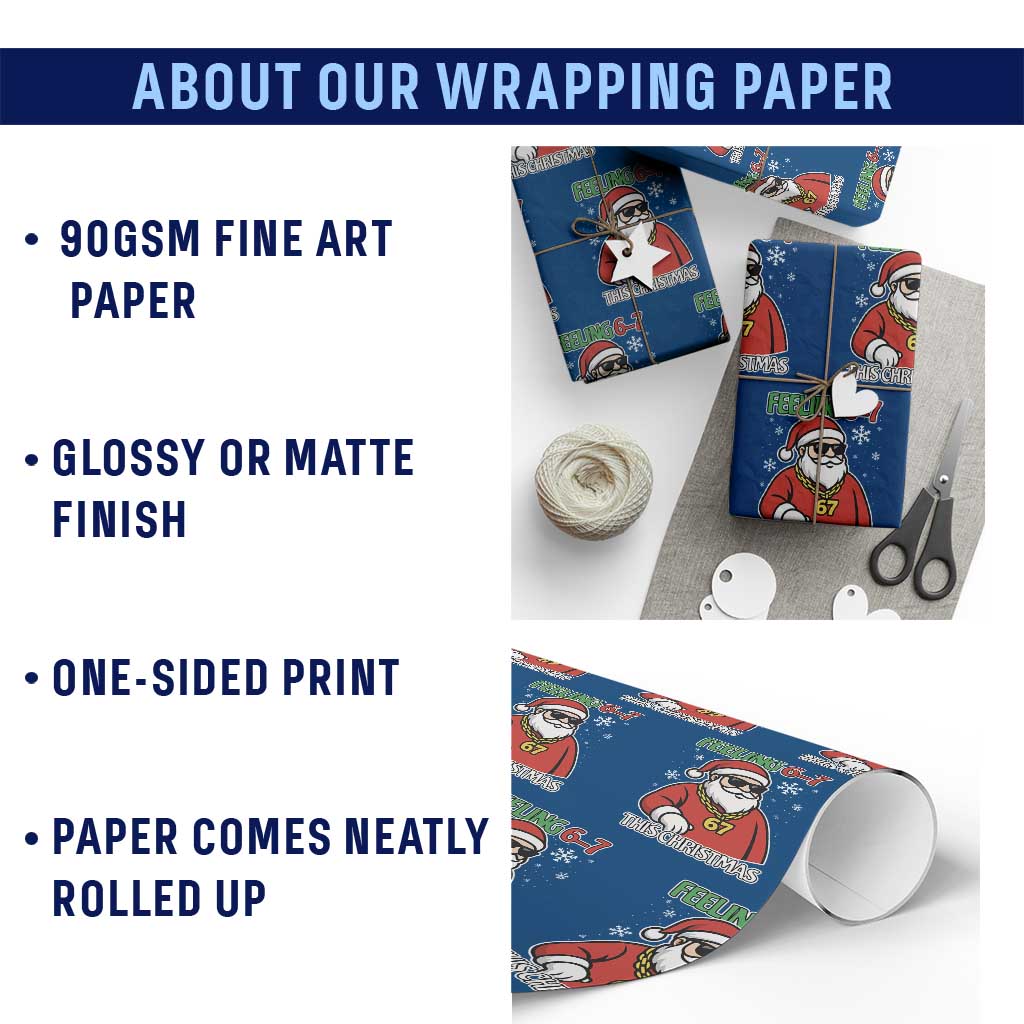 Feeling 67 This Christmas Wrapping Paper Roll Funny Cool Santa Six Seven Meme Holiday - Wonder Print Shop