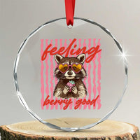 Feeling Berry Good Crystal Glass Ornament Funny Raccoon Strawberry Summer Vibes