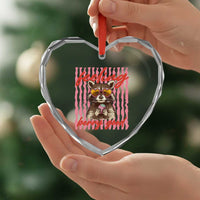 Feeling Berry Good Heart Crystal Glass Ornament Funny Raccoon Strawberry Summer Vibes