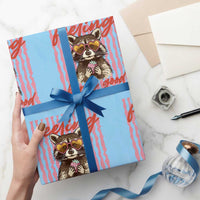 Feeling Berry Good Wrapping Paper Roll Funny Raccoon Strawberry Summer Vibes