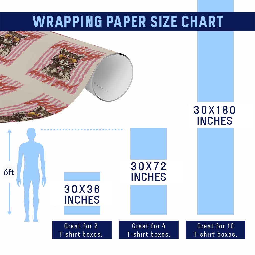 Feeling Berry Good Wrapping Paper Roll Funny Raccoon Strawberry Summer Vibes