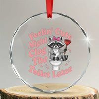 Feeling Cute Might Clog Toilet Later Crystal Glass Ornament Funny Raccoon